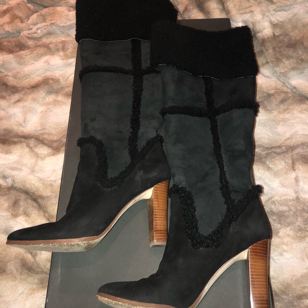 FINAL! Ann Taylor Black Shearling High Heel Boots